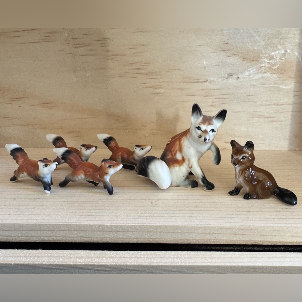 Charming Bone China Fox Figurine Collection